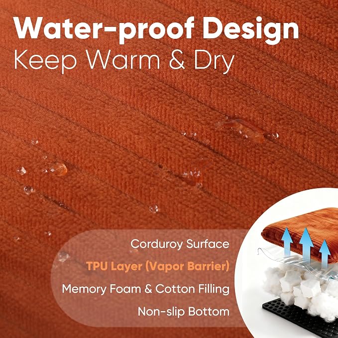 FUKUMARU Dog Couch Bed, Corduroy Cozy Cat Bed, Waterproof, Washable Cover | 28in Orthopedic Dog Beds Sofa for Small Dogs and Large Cats, Cute Warm Cotton Pet Sofa - Image 4