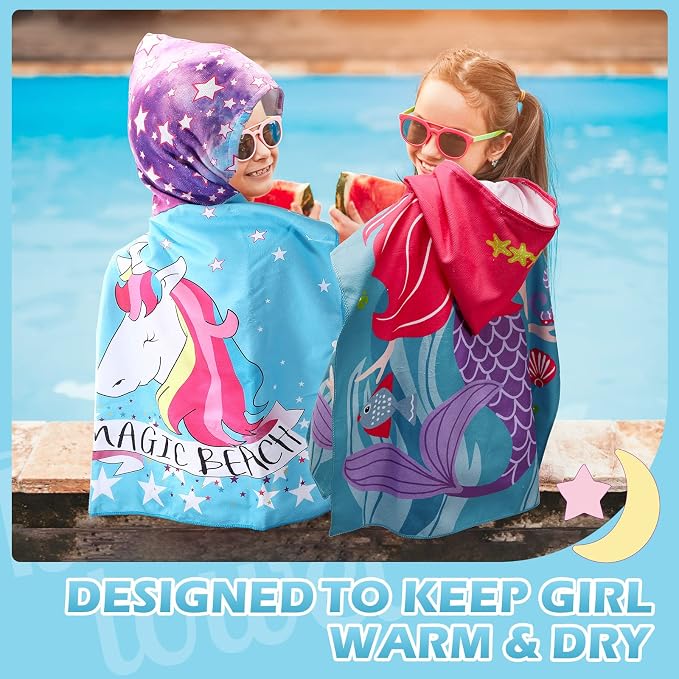 Oudain 6 Pcs Kids Hooded Towel Kids Bath Towels with Hood Microfiber Baby Pool Beach Towel for Boy Girls Toddler(47 x 24 Inch,Trendy Style) - Image 5