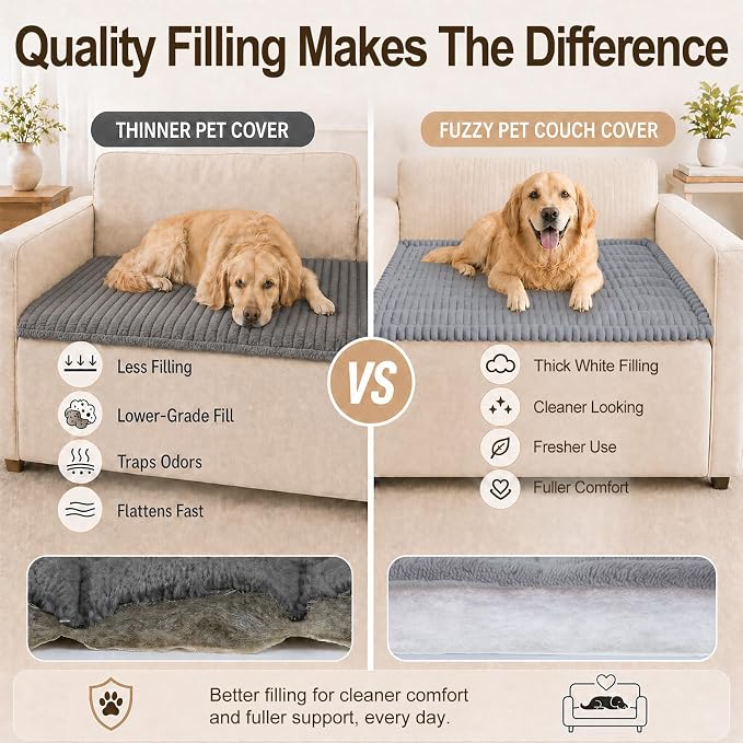 decorUhome Couch Cover for Dogs, Non Slip Fuzzy Thick Pet Sofa Protector | Pet Friendly, Durable Couch Covers for Sofa, Machine Washable, Fits Backrest Cushions & 2-Cushion Sofa, Grey, 27.6" x 47" - Image 6
