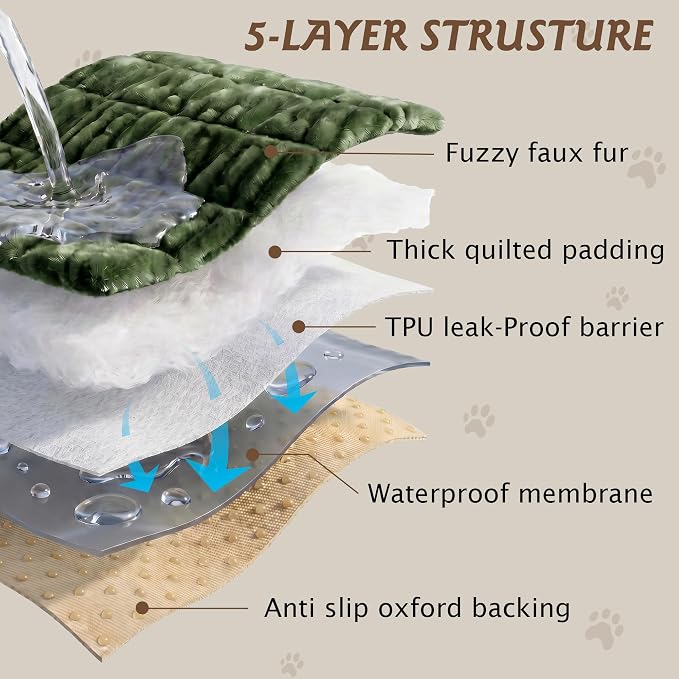 PuTian 100% Waterproof Fuzzy Couch Cover for Dogs Green 27.6"x27.6" | Pet Friendly Dog Mat for Couch, Waterproof Sofa Protector, Scratch Resistant Furniture Cover for Dogs, Machine Washable - Image 6