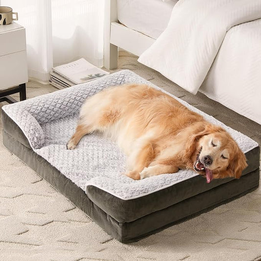 LEXTRO Orthopedic XXL Dog Bed, Washable Dog Beds for Extra Large Dogs | 48x35 Inch Non-Slip Bottom Dog Sofa for Senior Dogs and Pet Couch Bed with Waterproof Lining , Washable Removable Cover by LEXTRO