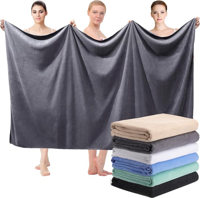 Mixweer 6 Pcs Oversized Bath Towels, 40 x 80 Inch Giant Microfiber Jumbo Bath Sheets Soft Bathroom Microfiber Quick Dry Absorbent Shower Towels for Spa Camping Beach(Multicolor) by Mixweer