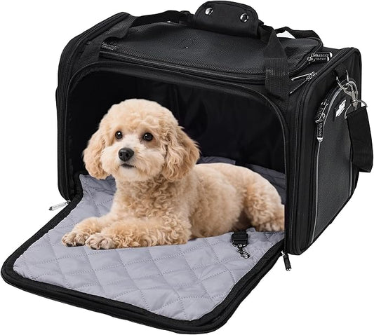 EliteField Deluxe Soft-Sided Pet Carrier (3 Year Warranty, Airline Approved), Travel Bag for Dogs, Cats & Small Pets, with Expandable Mat