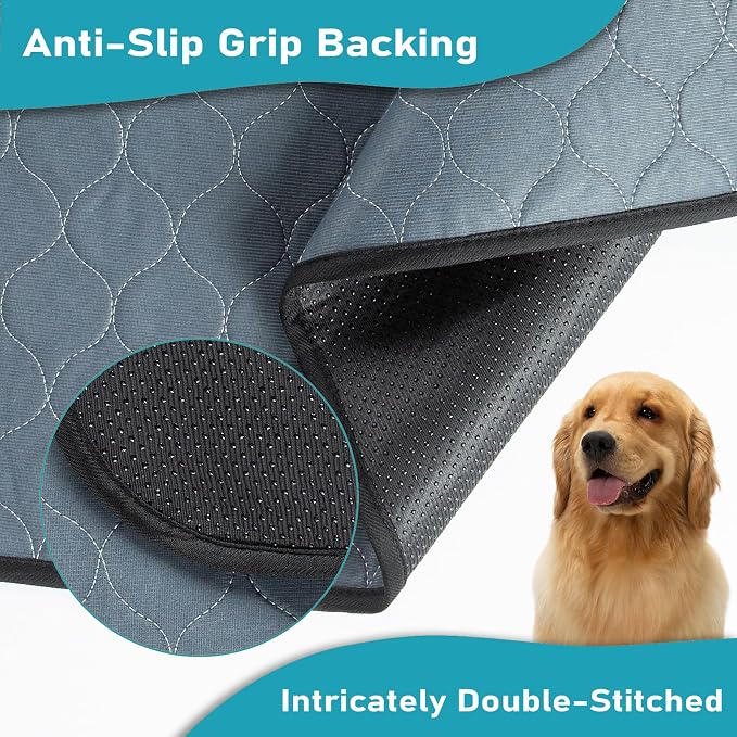 Bunlitent Washable Pee Pads for Dog, 2 Pack, 27.5 Inch Round, Grey | Reusable, Non-Slip, Waterproof, Fast Absorbent, For Dogs, Cats, Suitable For 35-39 Inches Dog Bed, Reusable Puppy Pads - Image 4