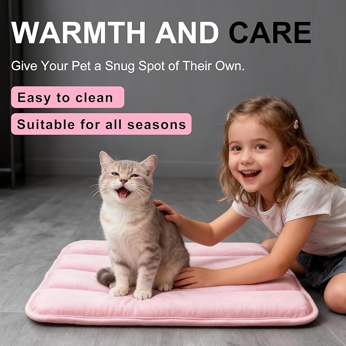 Dog Bed Mat, Reversible Dog Crate Pad with Washable Kennel Mat and Soft Foam, Flat Pet Bed for Dogs & Cats, for Crates Carriers & Travel (Pink, 18" L*12" W*1.5" Th) - Image 7