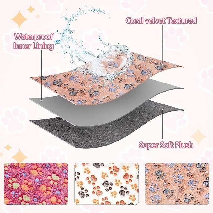 YUEPET Waterproof Guinea Pig Blankets Washable 3 Pack Small Animal Fleece Cage Liners Pet Soft Sleep Mat Pad Cover Warm Flannel Throw for Hamster Guinea Pig Rabbit Chinchilla Hedgehog Ferret 30"×16" - Image 4