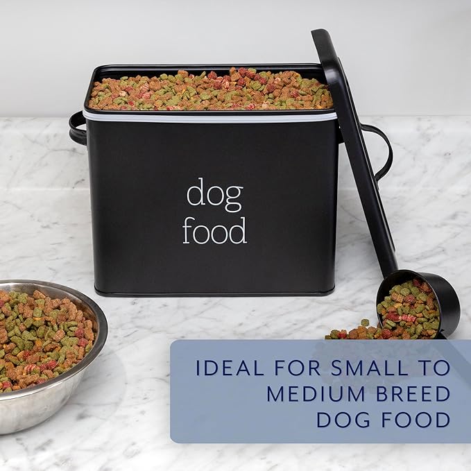 AuldHome Design Retro Dog Food Canister (Black); Modern Farmhouse Style Storage Bin for Pet Food - Image 7