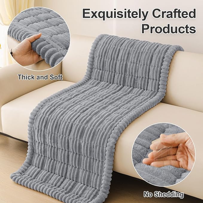 hyha Couch Cover for Dogs, Washable Non Slip Plush Flannel Sofa Protector | Thick Flannel, Silicone Anti-Slip Backing, Pet Hair & Scratch Protection, Fits Sofa & Loveseat (27.6" x 47") - Image 8