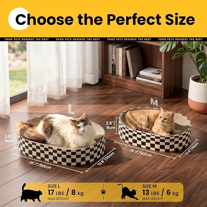 Conlun Oval Cat Scratcher Bed | Scratching Bowl Lounge for Cats | Large | Corrugated Cardboard Pad | Concave Shape | No Mess Enclosed Base | Serves as Couch Furniture Protector - Image 8
