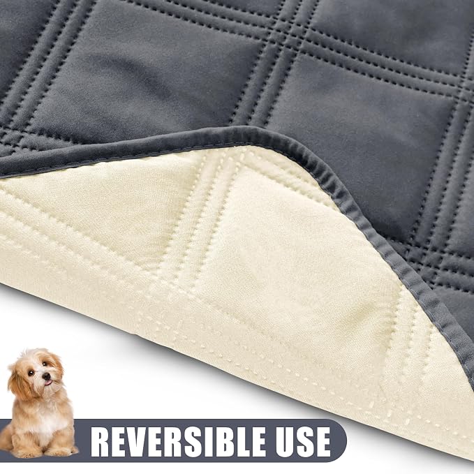 Smiry Waterproof Dog Bed Cover, Reversible Pet Blanket for Sofa Couch | Soft Washable Dog Blanket, Leakproof Couch Cover for Dogs Cats & Furniture Protection, 30x70, Dark Grey/Beige - Image 3