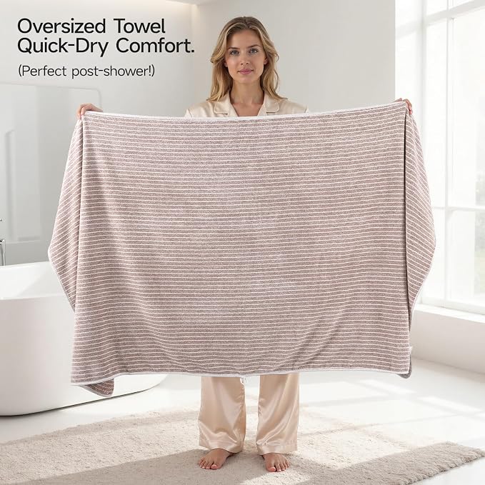 REDKISS 6-Piece Microfiber Bath Towel Set, Ultra Soft, Highly Absorbent & Quick Dry, 35x70 Inch Oversized, Taupe Towels for Bathroom, Spa, Gym, 2 Bath 2 Hand 2 Washcloths - Image 6