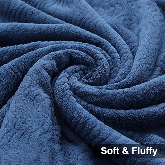 Smuge Ultra Soft Bath Towel Set of 4, Navy Extra Large Textured Microfiber Luxury Towels 35x70 in, Quick Dry, Highly Absorbent, Fluffy, Oversized, for Bathroom Shower Pool Hotel Beach - Image 8