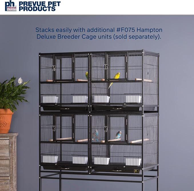 Prevue Pet Products Deluxe Divided Breeder Cage - Stackable Breeding Cage with Divider, Rolling Enclosure with Wooden Perches, Food and Water Cups, for Finches, Canaries, and Small Birds - Black - Image 8