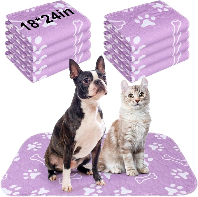 BEAUTYZOO 8 Pack Washable Pee Pads for Dogs, Reusable Puppy Pads for Potty Training, Waterproof Super Absorbent Whelping Pads Mats Non Slip Against Urine for Small Medium Dogs Cats, 18" x 24" by BEAUTYZOO
