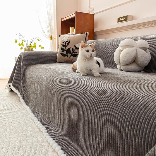ROOMLIFE Boho Couch Covers for Sofa Washable for 3 Cushion Couch, Chenille | Furniture Protector Sofa Couch Cover for Dogs, Soft Breathable Sofa Slipcover, Couch Throw Blankets with Tassels 71''X134'' by ROOMLIFE