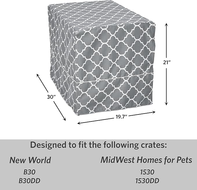 MidWest Homes for Pets Medium Dog Crate Cover Featuring Teflon Fabric Protector, Poly-Cotton Privacy Kennel Cover Fits Most 30-inch Crates, Gray Designer Print, Machine Washable, Reduces Barking - Image 7