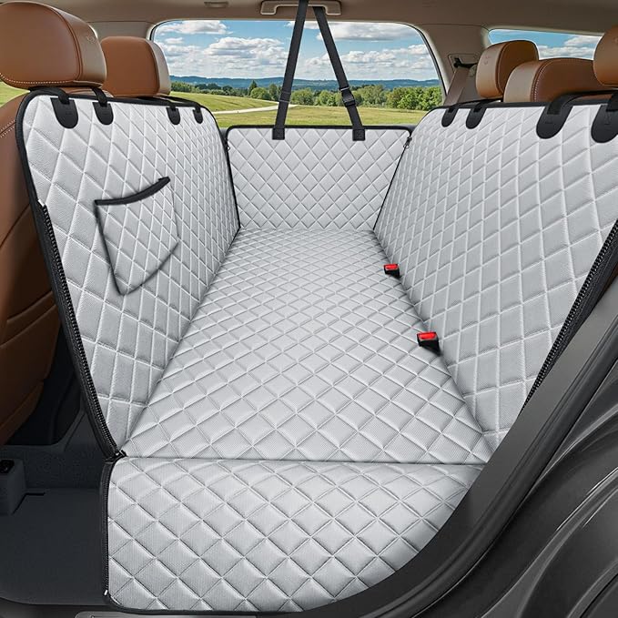 URPOWER Dog Car Seat Cover for Back Seat, Waterproof Hammock for Car & SUV | 600D Oxford, Side Flaps with Zippers, Scratch Resistant, Non-Slip, Easy Install, Machine Washable, Dog Seat Belt Included by URPOWER