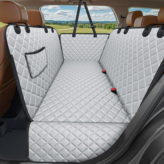 URPOWER Dog Car Seat Cover for Back Seat, Waterproof Hammock for Car & SUV | 600D Oxford, Side Flaps with Zippers, Scratch Resistant, Non-Slip, Easy Install, Machine Washable, Dog Seat Belt Included by URPOWER
