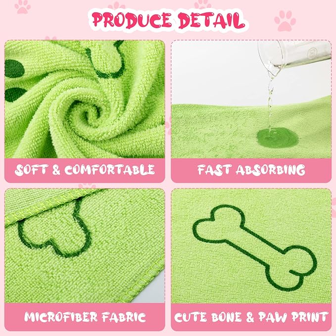 Tatuo 22 Pcs Dog Towels for Drying 20 x 40 Inch Pet Bath Towels Absorbent Microfiber Towel Quick Drying Puppy Bathing Supplies for Small Medium Large Dog Puppy Cat(Colorful,Bone Pattern) - Image 4