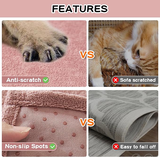 MEETSKY Couch Covers for 3 Cushion Couch Sofa Washable Cat Scratch Proof Sectional Couch Covers L Shape Sofa Cover Slipcovers Couch Furniture Protector for Pets Dogs Kids, 91" x 118", Pink - Image 2