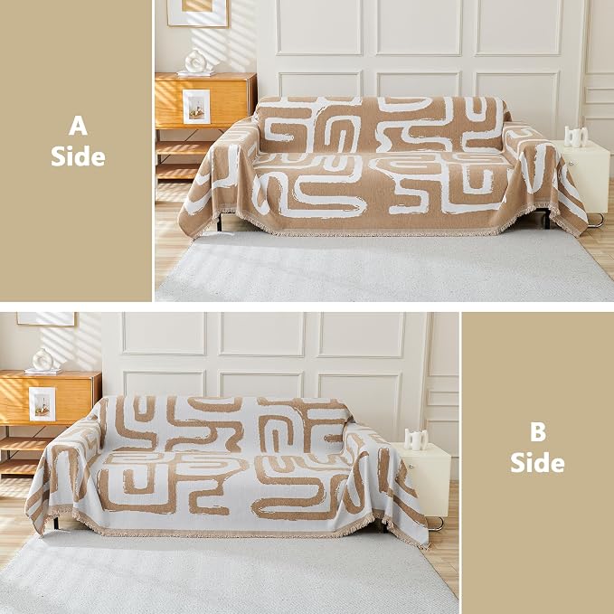 MEETSKY Boho Couch Cover Sofa Cover Washable,Chenille Sofa Covers for 2 Cushion Couch Sofa, Sofa Slipcover Loveseat Pet Couch Covers for Sectional Sofa,71" X118" - Image 3