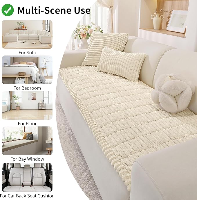 Couch Cover for Dogs,Washable Non-Slip Pet Friendly Sofa Protector | Thick Flannel Sofa Cover,Nonslip, Washable,Anti-Pilling,Pet Friendly,for Dogs & Cats,Cozy Protect Against Fur,27.6" x 59" - Image 3