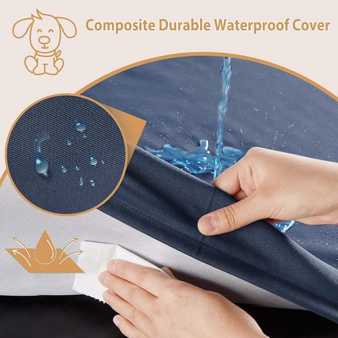 BFPETHOME Outdoor Waterproof Dog Bed for Large Dogs, Washable Cover, 47" | Outdoor & Indoor Use, Waterproof, For Medium, Large, Extra Large Dogs, Orthopedic, Egg Crate Foam, Up to 110 lbs - Image 3