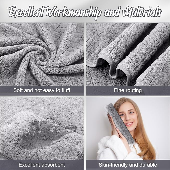 SmoothNovelty 16 Pack Microfiber Bath Towels Bulk 27'' x 60'' Oversized Size Bath Towel Highly Absorbent Extra Large Soft Drying for Beach Shower Summer Salon Sport Gym Party (Wheat,Light Grey) - Image 3