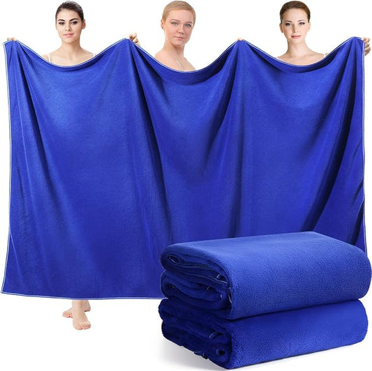 Mixweer 4 Pcs Oversized Bath Towels, 40 x 80 Inch Giant Microfiber Jumbo Bath Sheets Soft Bathroom Microfiber Quick Dry Absorbent Shower Towels for Spa Camping Beach(Navy Blue) by Mixweer