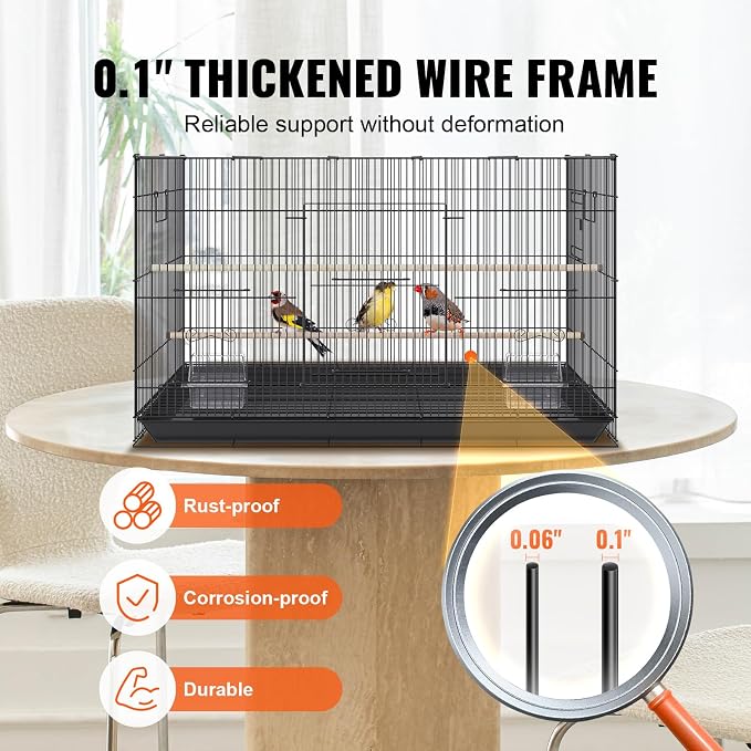 VEVOR 30 Inch Flight Bird Cage, Stackable Bird Cage Parakeet Cage with Slide-Out Tray and Handle, Small Parrots Birdcage for Cockatiels Budgies Conure Macaw Finch Lovebirds Canaries Pigeons - Image 3