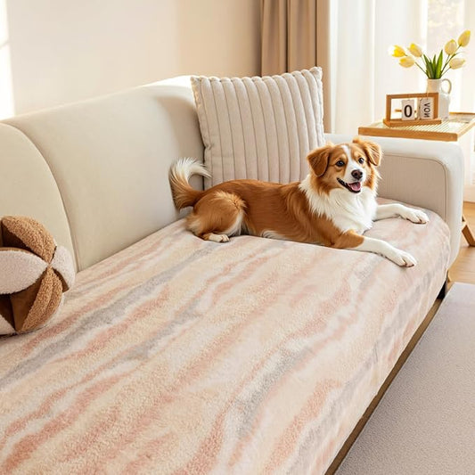 MYSKY HOME Couch Cover for Dogs Washable Sectional Sofa Cover for 3 Cushion Couch Sofa Furniture Protector Non-Slip L Shaped Stripe Patterned Slipcovers for Pets, 35" x 82" 1 Pack by MYSKYHOME