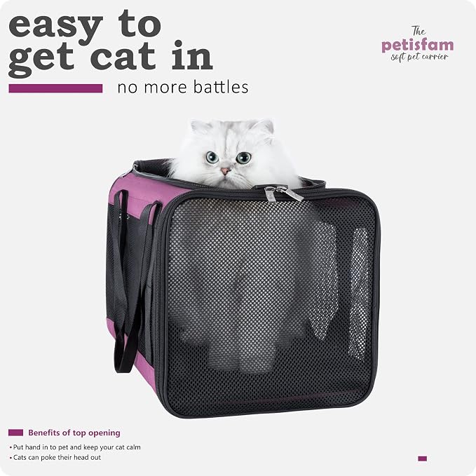 Soft Pet Carrier for Large and Medium Cats, 2 Kitties, Small Dogs. Easy to Get Cat in, Great for Cats that Don't Like Carriers (Viva Magenta) - Image 2