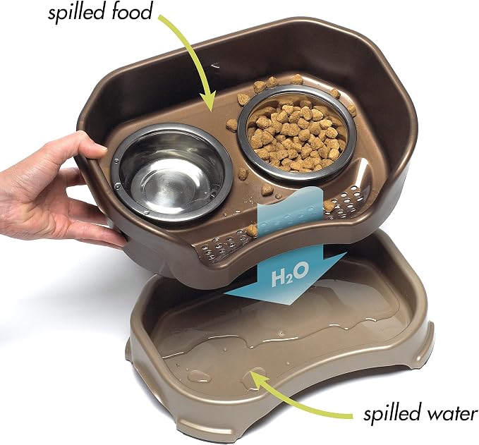 Neater Pet Brands Neater Feeder Deluxe Mess Proof Dog Bowls Elevated for Large Dogs Over 40 lbs, Made in USA, No Spill Raised Dog Food Bowl Stand Feeding Station, Food and Water Bowl Set, Bronze - Image 3