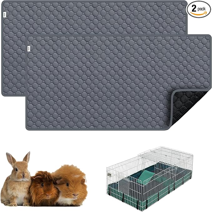 Guinea Pig Cage Liners, Washable Guinea Pig Bedding for Midwest Cage 2 Pack 49" X24", Reusable & Anti Slip & Waterproof, Absorbent Guinea Pig Pee Pad for Small Animal, Rabbit, Bunny, Chinchilla by cimiycob