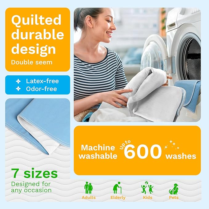 GREEN LIFESTYLE Washable Underpads - Large Bed Pads for use as Incontinence Bed Pads, Reusable Pet Pads, Great for Dogs, Cats, Bunny, Seniors Bed Pad (Pack of 40 — 34x36) - Image 2