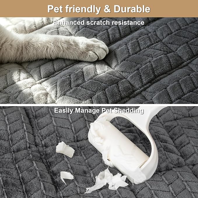Thick Couch Arm Covers for Sofa (27.6"x27.6",Dark Grey) | Couch Armrest and Backrest Cover, Machine Washable，Non Slip Sofa Cover, Flannel Dog Pet Friendly Couch Covers Protector - Image 4