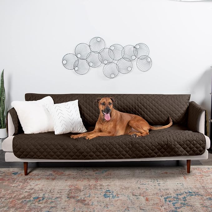 Furhaven Water-Resistant & Reversible XL Sofa/Couch Cover Protector for Dogs, Cats, & Children - Two-Tone Pinsonic Quilted Living Room Furniture Cover - Espresso/Clay, Extra Large Sofa - Image 6