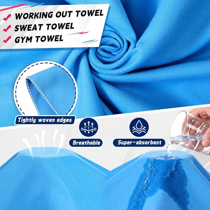 Mixweer 4 Pack Gym Microfiber Bath Towels 63"x32" Extra Large Shower Towel Lightweight Oversized Fast Drying Bathtowel for Gym Sports Travel Camping(Light Gray, Rose Pink, Green, Blue) - Image 3