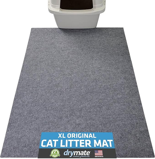 Drymate Cat Litter Box Mat, Litter Trapping Mat, Light Grey, 29x36 XL | Waterproof, Urine-Proof, Absorbent, Machine Washable, Soft on Paws, Contains Mess, Protects Floors, Kitten Supplies, USA Made by Drymate