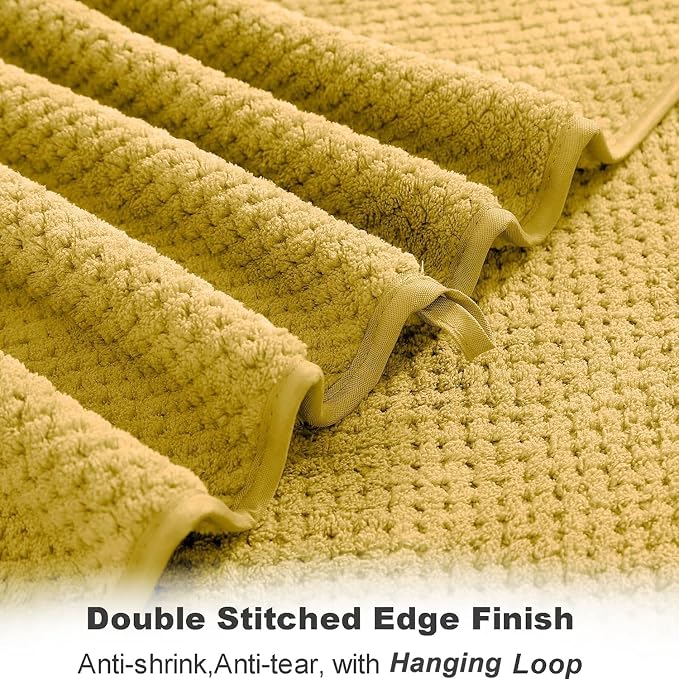 8-Piece Bath Towel Set, 2 Extra Large Bath Towel Sheets, 2 Hand Towels and 4 Washcloths - Highly Absorbent Quick Dry Microfiber,Ultra Soft Towel Set for Bathroom Waffle Weave, Pack of 8 (Sweet Yellow) - Image 4