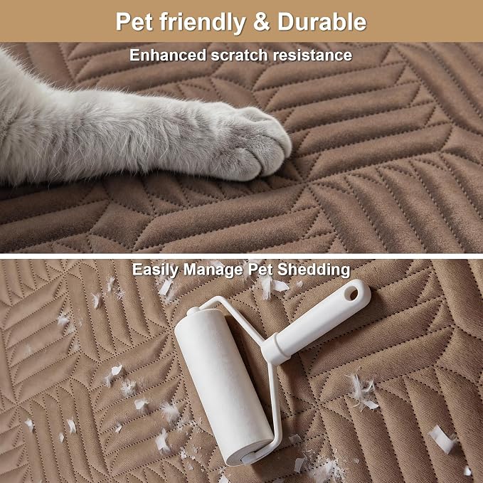 Velvet Sectional Couch Covers for Sofa Washable(35.4"x70.9") | Soft No Shedding Dark Brown Couch Covers, Sofa Cover for 3 Cushion, Pet Friendly Non Slip Couch Protector Cover for Dogs - Image 3