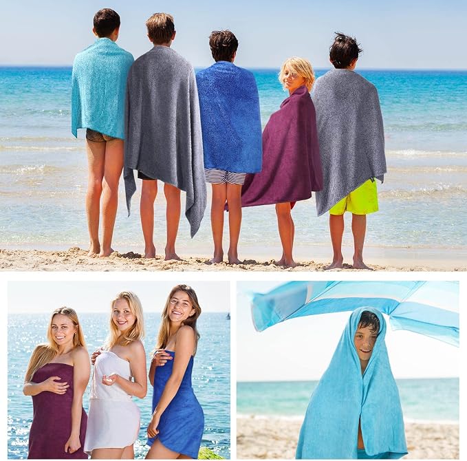 Tegeme 6 Pcs Microfiber Bath Towel Set 30 x 60 Bath Towel, Quick Drying, Oversized, Soft, Absorbent Sweat, Large Fitness Towels for Beach Bathroom, Sports, Yoga, Pool, Gym, Men & Women (Multicolor) - Image 7