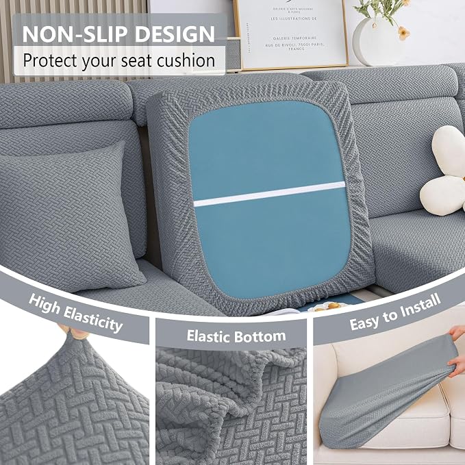 hyha Waterproof Sectional Cushion Covers, Anti Slip L Shape Sofa Cover | L Shape Sectional Fit, Wear Resistant Fabric, Anti Slip, Waterproof Protection, Pet Protector (1 Piece for Chaise XL) - Image 4
