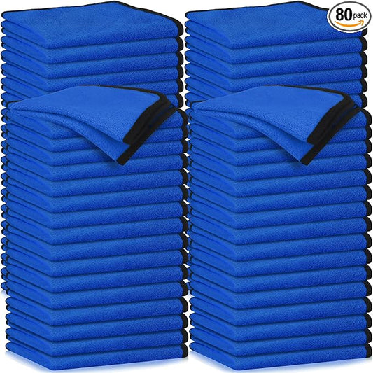 Tallew 80 Pcs Blue Microfiber Towels: 16"x16" Microfiber Drying Towels Bulk Micro Fiber Car Cleaning Cloth for Cars Drying Washing Polishing Cleaning Household Supplies by Tallew