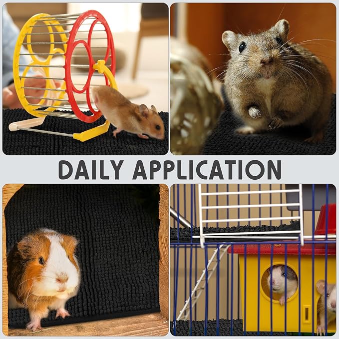 Amylove 4 Pcs Guinea Pig Cage Liner 16 x 24 Inch Washable Chenille Pee Pads Pet Dog Cat Bedding Training Mat Reusable for Small Animals Puppy Bunny Hamster Chinchilla - Image 5