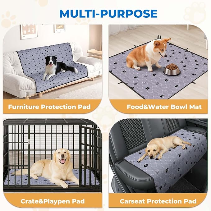 Fostanfly Washable Pee Pads for Dogs, Ultra-Absorbent, 2 Pack 36"x41" Gray | Leak-Proof, Waterproof, Non-Slip, Large Reusable Pee Pads for Puppy Potty Training, Crate and Playpen with 8 Tie Straps - Image 7