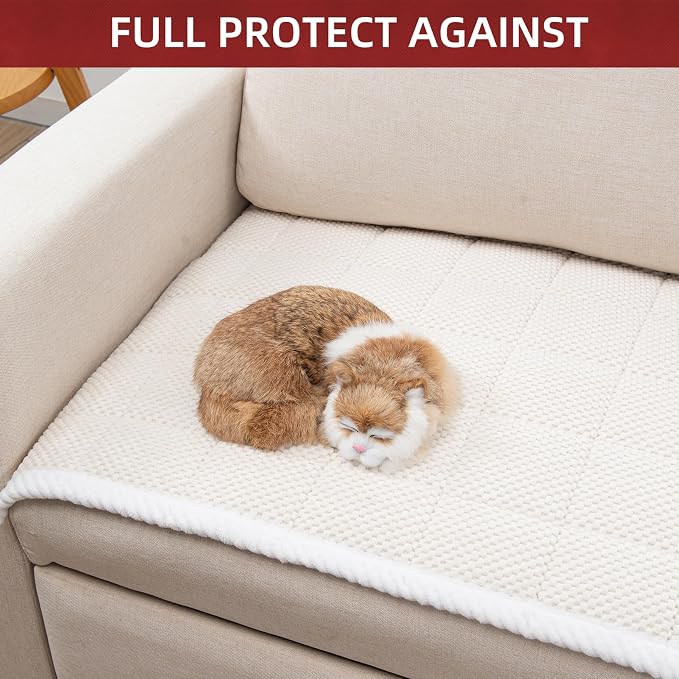 Pet Couch Covers,Couch Cover for Dogs Washable,Anti Slip Dog Sofa Covers Couch Protector Sofa Mat,Seat Cover,Dog Mat,Pet Pad for Furniture 1 Piece (White, 21''x39''/Rectangular) - Image 2