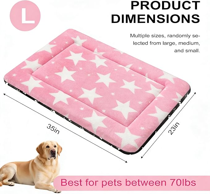 Dog Bed Mat, Reversible Crate Pad & Durable Dog Bed - Machine Washable Kennel Mat with Ultra Soft for Large Dogs (Big&Small Stars Pink, 35" L*23" W*1.5" Th) - Image 4