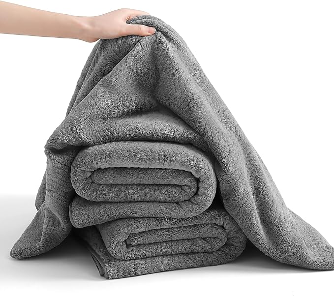 8 Piece Bath Towel Set Grey |2 Oversized Large Bath Sheet,2 Hand Towels,4 Washcloths| Ultra Soft Cozy Bath Towel Set for Bathroom Hotel Gym Spa,Highly Absorbent & Quick Dry Bathroom Towel Collections - Image 4