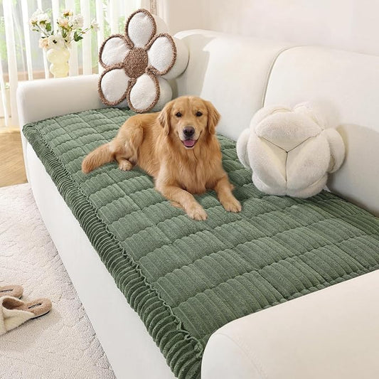 OstepDecor Couch Cover for Dogs, Washable Non Slip Sofa Cover for Pets, Soft Couch Covers for Sofa, Loveseat and Sectional, Furniture Protector Against Pet Hair & Scratches (27.6" x 47.2", Moss Green) by OstepDecor
